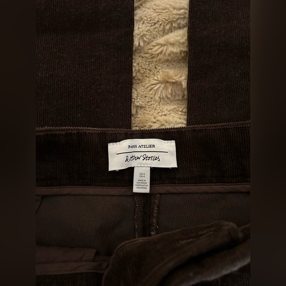 & Other Stories chocolate brown corduroy chocolate brown trousers pants size 4 - Picture 2 of 6